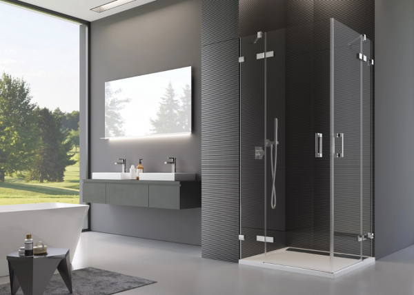 Ronal Sanswiss wejście narożne dwuczęściowe 75-120x200 cm, szkło przezroczyste, profile chrom PUE2GSM11007