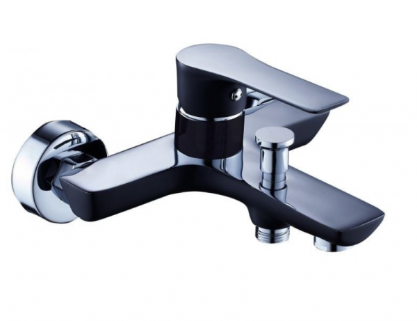 Laveo RAILA Bateria wannowa ścienna czarny/chrom BLL710D