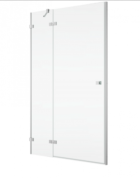 Ronal drzwi jednoczęściowe lewe na wymiar ze ścianką stałą w linii 75-120x200 cm, szkło przezroczyste, profile srebrny połysk AN13WGSM15007