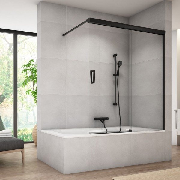 Ronal Sanswiss Cadura parawan nawannowy 2-częściowy 120x160 cm prawy czarny mat CAW2BD1200607