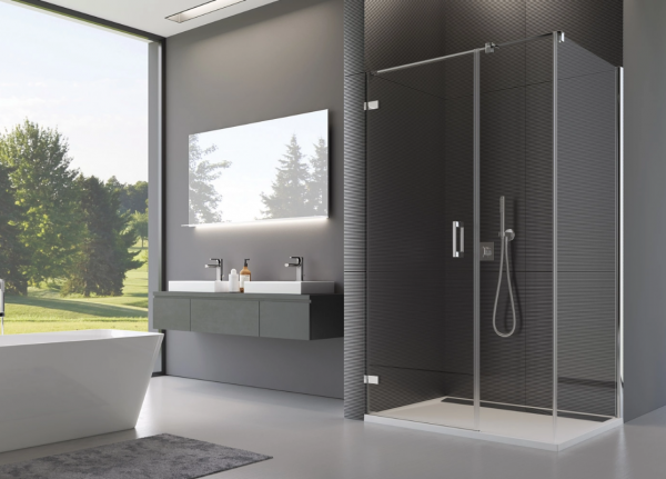 Ronal Sanswiss ścianka boczna 90° lub w linii 90x200 cm, szkło Master Carré, profile chrom PUDT3P0901030