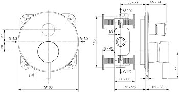 Ideal Standard Ceraline Bateria wannowo natryskowa Czarny mat A7389XG