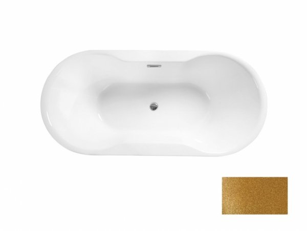 Besco Navia Glam wanna wolnostojąca 150 Złota + maskownica syfonu z przelewem złota WA150NZZ