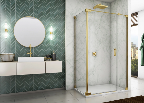Ronal Sanswiss ścianka boczna 30-90x0-200 cm, szkło przezroczyste, profile GOLD LINE złoty CAT2SM11207