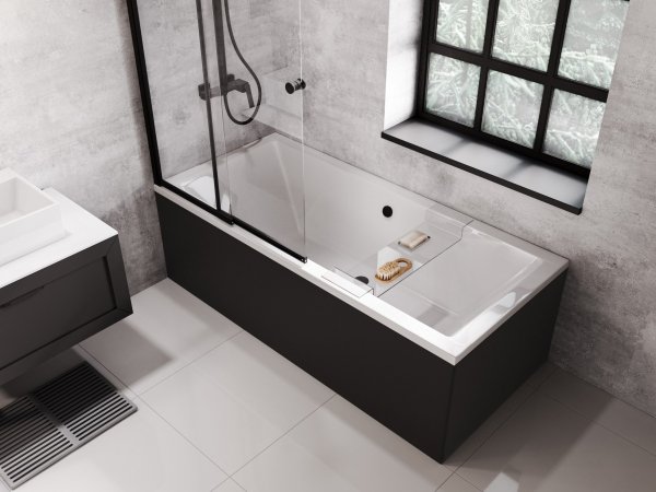 Besco Quadro obudowa do wanny czarny mat OAQ180PKC