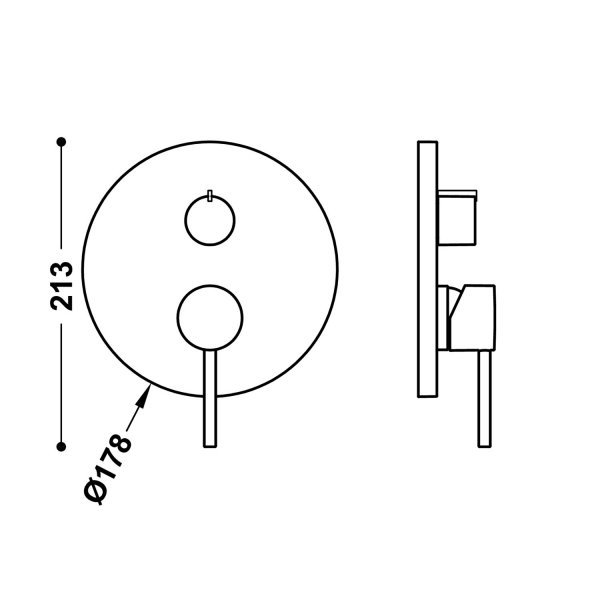 Tres STUDY Elementy zewnętrzne do podtynkowego korpusu 3-drożnego Rapid-box 26227310CA