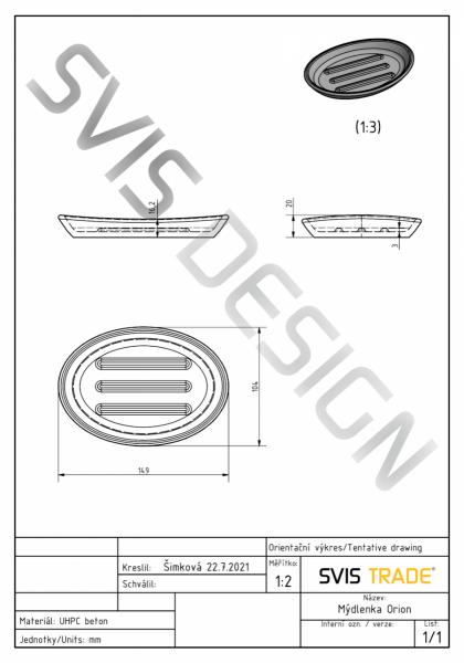 S.V.I.S. Design MYDELNICZKA 15 CM ORION BASIC - JASNOSZARY, BEZ DEKORU, LAKIER MATOWY
