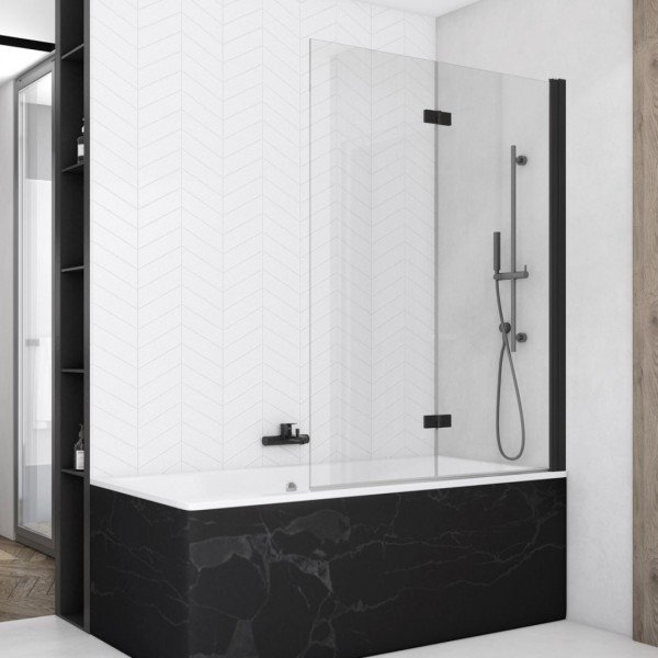Ronal Sanswiss Solino parawan nawannowy 2-częściowy 100x150 cm prawy czarny mat SOLB2D1000607