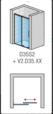 RONAL AMALIA Drzwi przesuwane dwuczęściowe 170x200 cm srebrny połysk D35S21705007