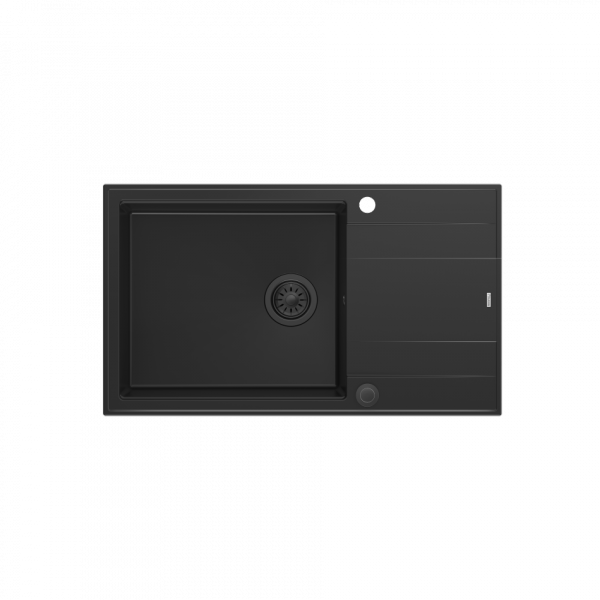 QUADRON EVAN 136 XL GraniteQ zlewozmywak z syfonem Push To Open 1-komorowy z/o (860x500x210; kom. 420x490) pure carbon / elementy pure carbon HCQE58650U7BLMP2O