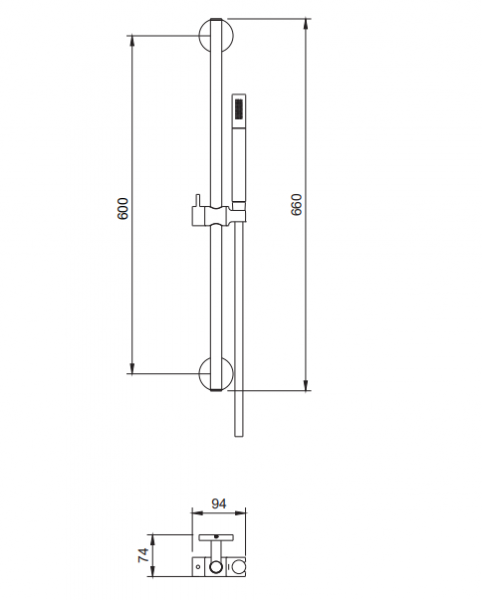 Omnires Microphone drążek prysznicowy suwany czarny MICROPHONE-SBL /24H