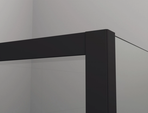 Ronal drzwi jednoczęściowe lewe ze ścianką stałą w linii 75-120x200 cm, szkło przezroczyste, profile BLACK LINE czarny mat AN13WGSM10607