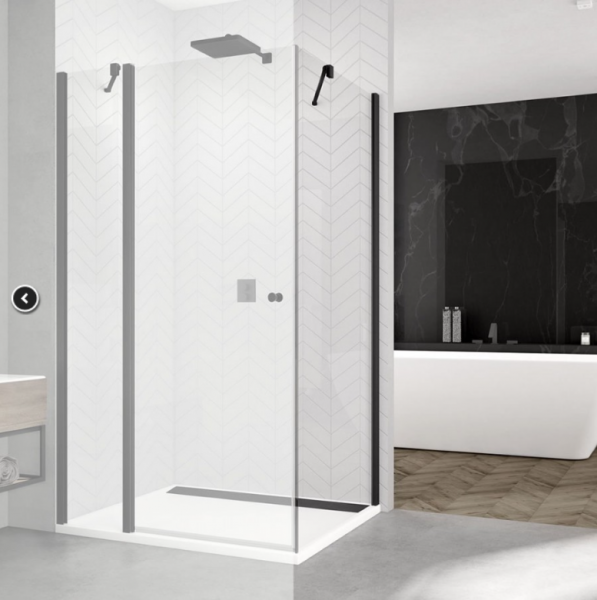 Ronal Sanswiss Solino ścianka prysznicowa 80 cm boczna do drzwi czarny mat SOLT108000607