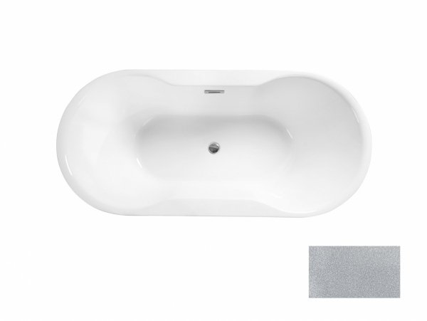 Besco Navia Glam wanna wolnostojąca 140 Srebrna + syfon z przelewem chrom WA140NSR