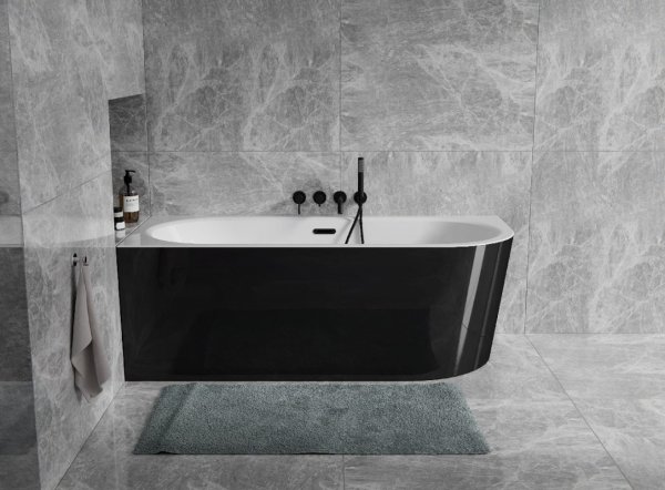 Besco Avita A-line B&amp;W wanna wolnostojąca czarno/biała 170 L + syfon klik-klak biały z przelewem slim WAA17ABLBS