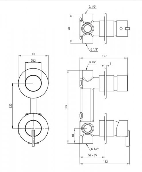 Deante Silia Bateria wannowo-prysznicowa podtynkowa chrom BQS044P