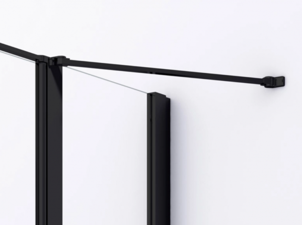 Ronal drzwi wahadłowe jednoczęściowe ze ścianką stałą w linii 160x200 cm, szkło przezroczyste, profile BLACK LINE czarny mat D22T31100600607