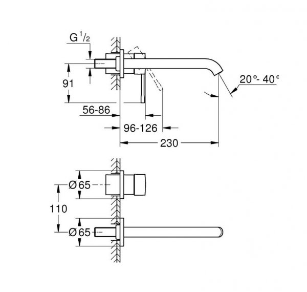Grohe Essence Bateria umywalkowa podtynkowa 23 cm phantom black 29193KF1
