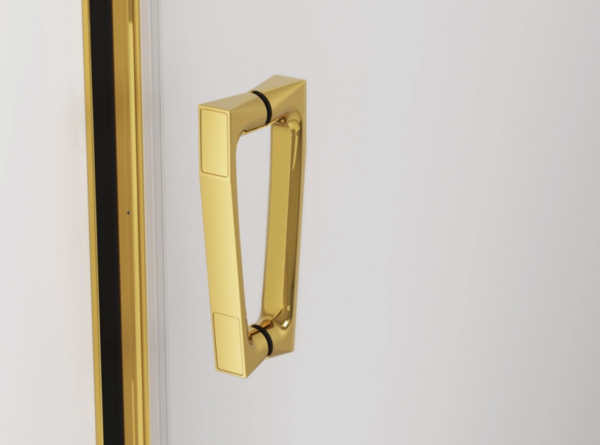 Ronal Sanswiss drzwi wahadłowe jednoczęściowe prawe ze ścianką stałą w linii 80x200 cm, szkło przezroczyste, profile GOLD LINE złoty CA31CD0801207