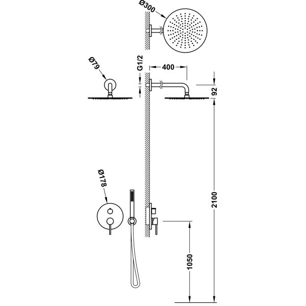 Tres STUDY zestaw prysznicowy podtynkowy Rapid-box Matowe różowe złoto 26238004OPM