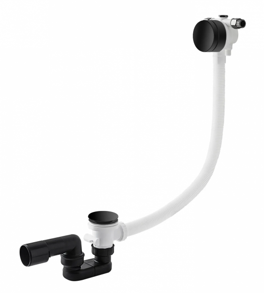 VEDO CLICK II Przelew wannowy z korkiem typu klik-klak i funkcją napełniania wanny 100 cm 366C/100/CZ czarny mat