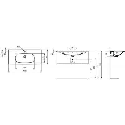 Ideal Standard Tesi umywalka 102,5x45 cm prostokątna biała T350801