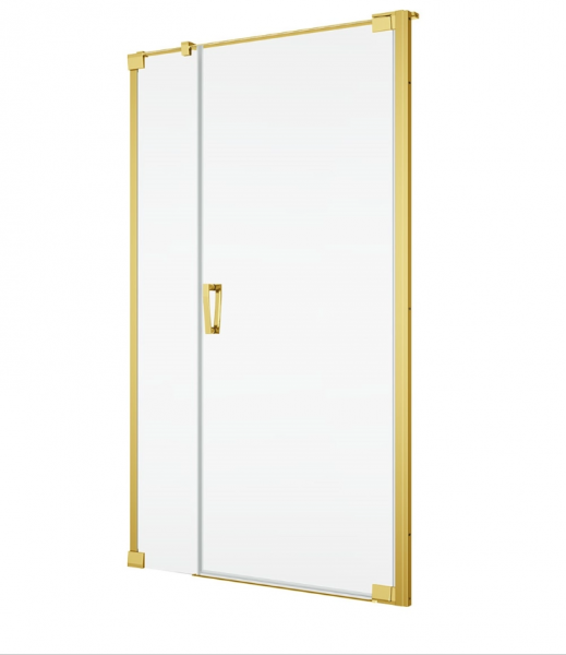 Ronal Sanswiss drzwi wahadłowe jednoczęściowe prawe ze ścianką stałą w linii 100x200 cm, szkło przezroczyste, profile GOLD LINE złoty CA31CD1001207