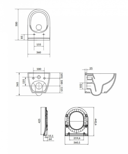 Miska WC zawieszana z deską ZEN Cersanit (S701-428)