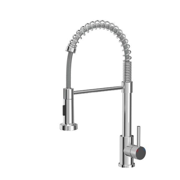 Quadron SALMA NEW SteelQ stalowa bateria kuchenna sprężyna chrom z funkcją prysznica 52137CR