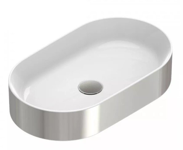 Catalano Zero umywalka nablatowa 60x35 cm owalna biały/srebrny 0122600041