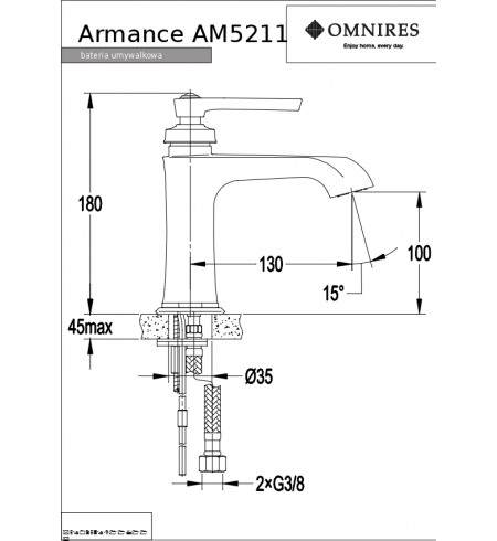 Omnires Armance bateria umywalkowa AM5211ORB 