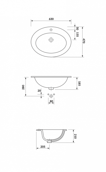 Umywalka GAMMA 63 Gamma Cersanit (K11-0012)