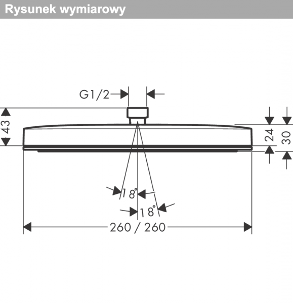 Hansgrohe Pulsify E Głowica prysznicowa 260 1jet EcoSmart czarny mat 24331670