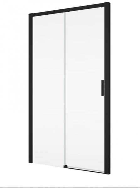 Ronal drzwi jednoczęściowe prawe ze ścianką stałą na wymiar 100-180x0-200 cm, szkło Durlux 200, profile BLACK LINE czarny mat TLS2DSM10622
