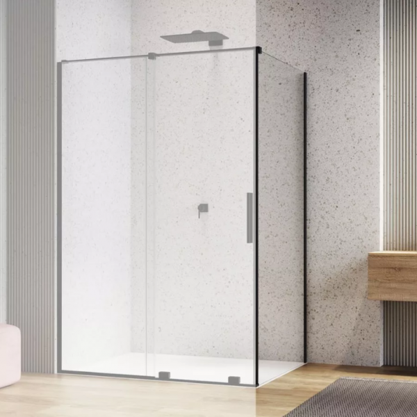 Ronal Sanswiss ścianka boczna na wymiar 60-120x mniej niż 225 cm cm, szkło przezroczyste, profile czarny mat D35F1VSM20607