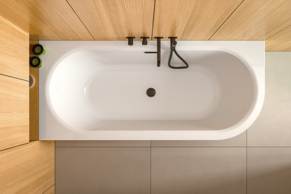 Besco Avita A-line wanna wolnostojąca 160 L + syfon klik-klak gun metal z przelewem slim WAA160ALGS