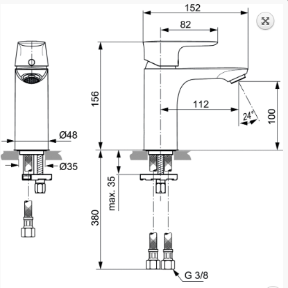 Ideal Standard Connect Air Bateria umywalkowa bez korka srebro szczotkowane połysk A7024GN