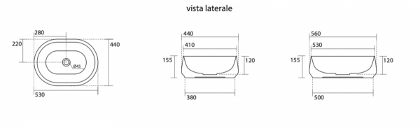 Kerasan 460575 F10 umywalka 56X44 nablatowa owalna BORGOGNA MATT