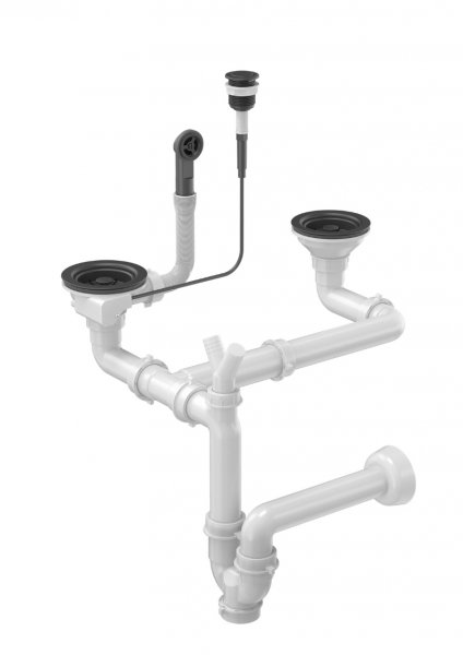 Quadron Odpływ PUSH TO OPEN 3 1/2&quot; z syfonem 2-komorowy Power Colour pure carbon (GRANIT-pionowy), save space, przycisk okrągły (13G14PB6-P2A-BLM) OPD2SSG3