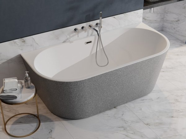 Besco Vica New Glam Złoty wanna wolnostojąca 160 + klik-klak chrom z przelewem slim WA160VNZL