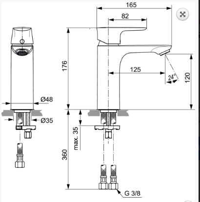 Ideal Standard Connect Air Grande Jednouchwytowa bateria umywalkowa z korkiem pop-up chrom A7055AA
