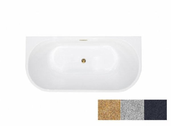 Besco Vica New Glam Srebrny wanna wolnostojąca 160 + klik-klak chrom z przelewem slim WA160VNSR