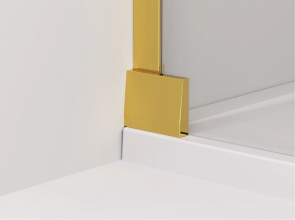 Ronal Sanswiss drzwi wahadłowe jednoczęściowe z profilem przyściennym, wejście narożne jednoczęściowe z profilem przyściennym 70x200 cm, szkło przezroczyste, profile GOLD LINE złoty CA1CG0701207
