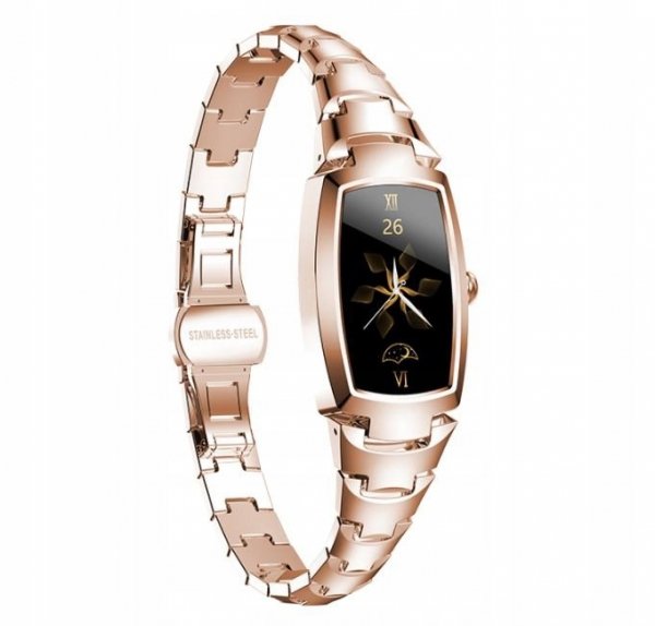 Smartwatch damski Farrot H8 pro bransoleta złota