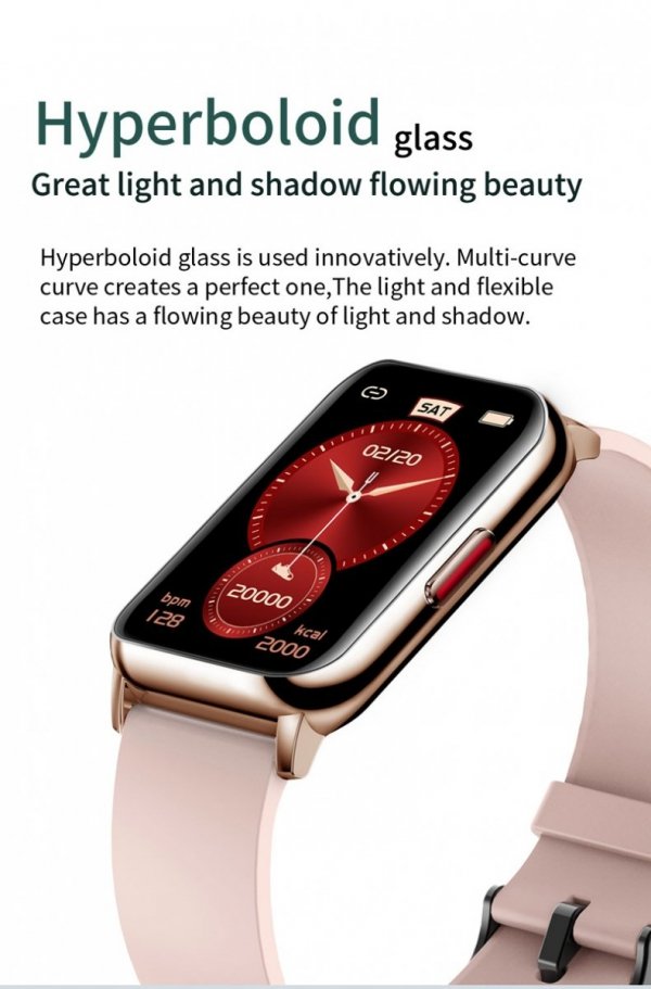 Smartwatch Farrot H76 ultra cienki, puls ciśnienie różowy