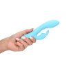 Ribbed Ultra Soft Silicone Rabbit Vibrator - Glacial Blue