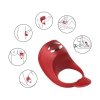 Wibrator-Silicone Ring Red USB 7 Function + Electro stim / remote control