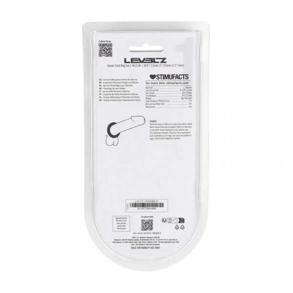 Classic Silicone Cockring Set of 3 - XS/S/M - Black