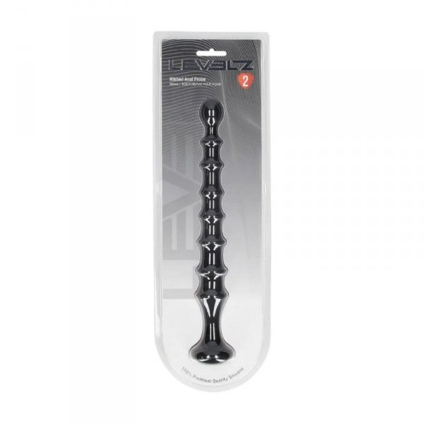 Ribbed Silicone Flared Anal Probe - Black