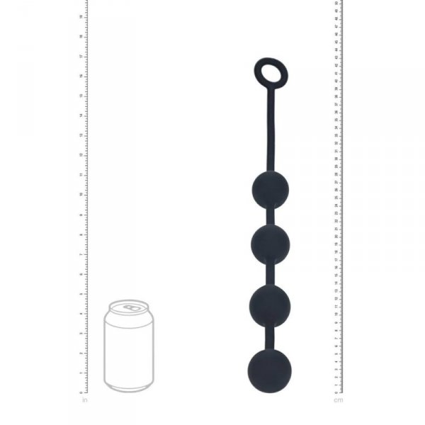Round Silicone Anal Balls - L - 40mm - Black